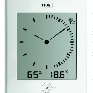 TFA Dostmann TFA 60.4506 Digitale Funk-Wanduhr Mit Analogem Zifferblatt Und Raumklima DIALOG 16