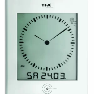 TFA Dostmann TFA 60.4506 Digitale Funk-Wanduhr Mit Analogem Zifferblatt Und Raumklima DIALOG 18