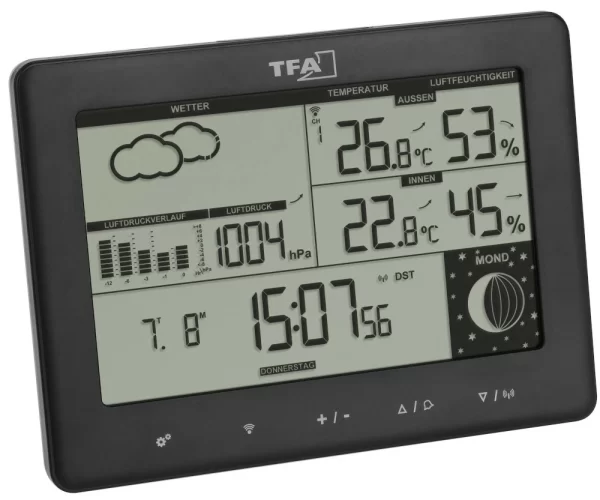 TFA Dostmann Funk-Wetterstation Elements TFA 35.1158.01 Display Auf Deutsch Mondphase 1