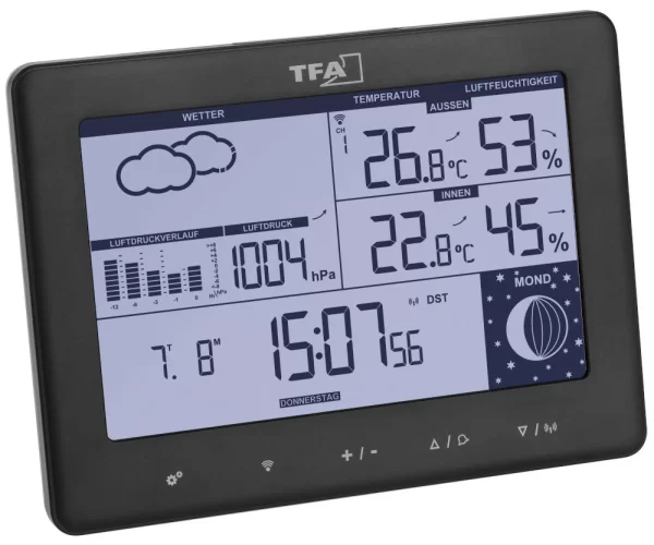 TFA Dostmann Funk-Wetterstation Elements TFA 35.1158.01 Display Auf Deutsch Mondphase 3