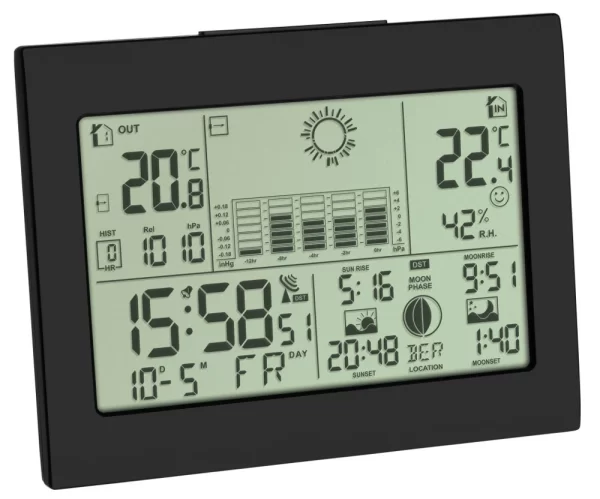 TFA Dostmann Funk Wetterstation Horizon Plus TFA 35.1155.01.99 Funkuhr Raumklimakontrolle 2 Display 1