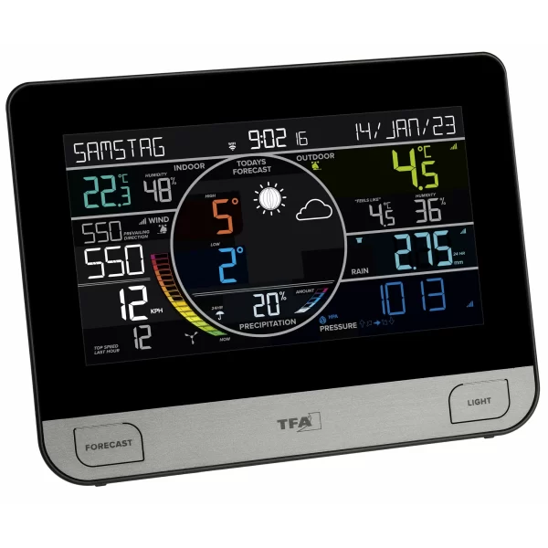 TFA Dostmann Funk-Wetterstation VIEW PRO TFA 35.8003.01 Mit WLAN Windmesser Regenmesser Thermo-Hygro Sender 1